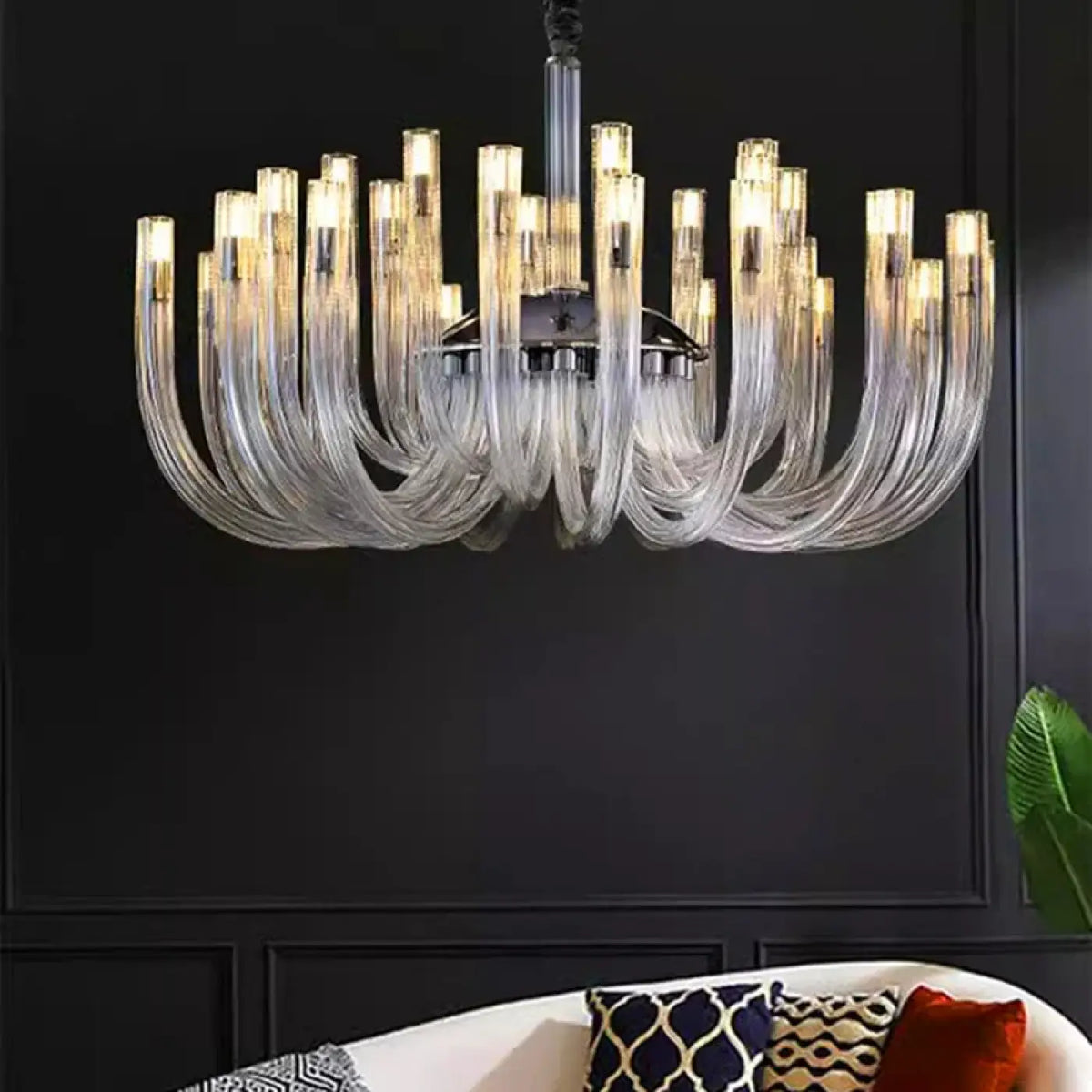 Suspension Verre Transparent et Métal Noir – Simine