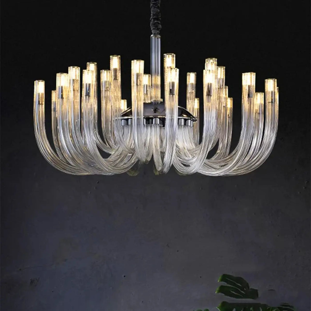 Suspension Verre Transparent et Métal Noir – Simine