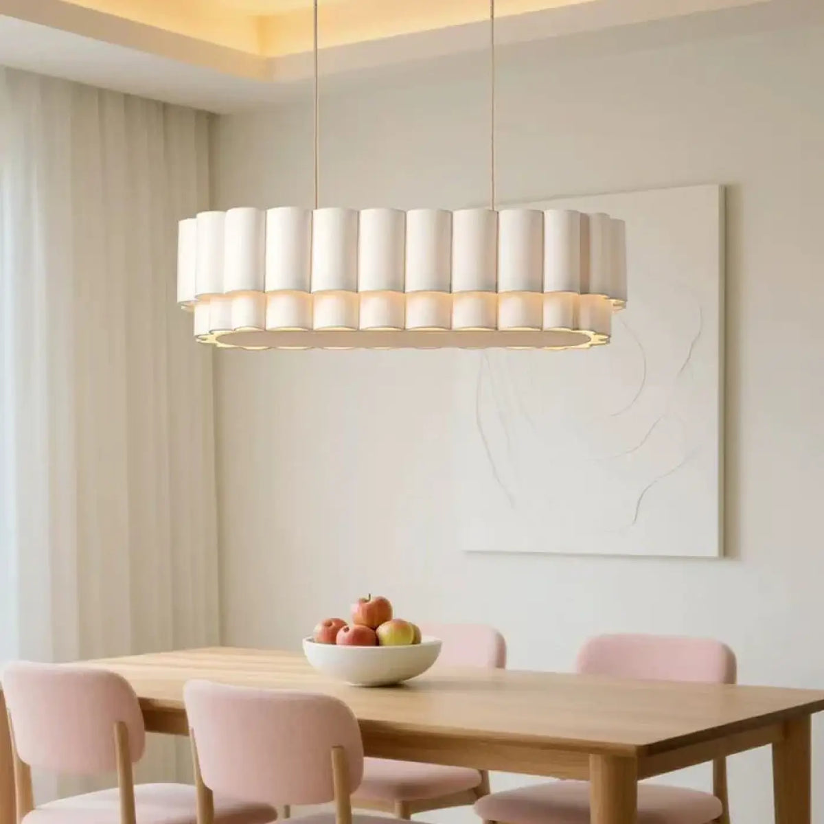 Suspension Plissée en Tissu Blanc – Rinel