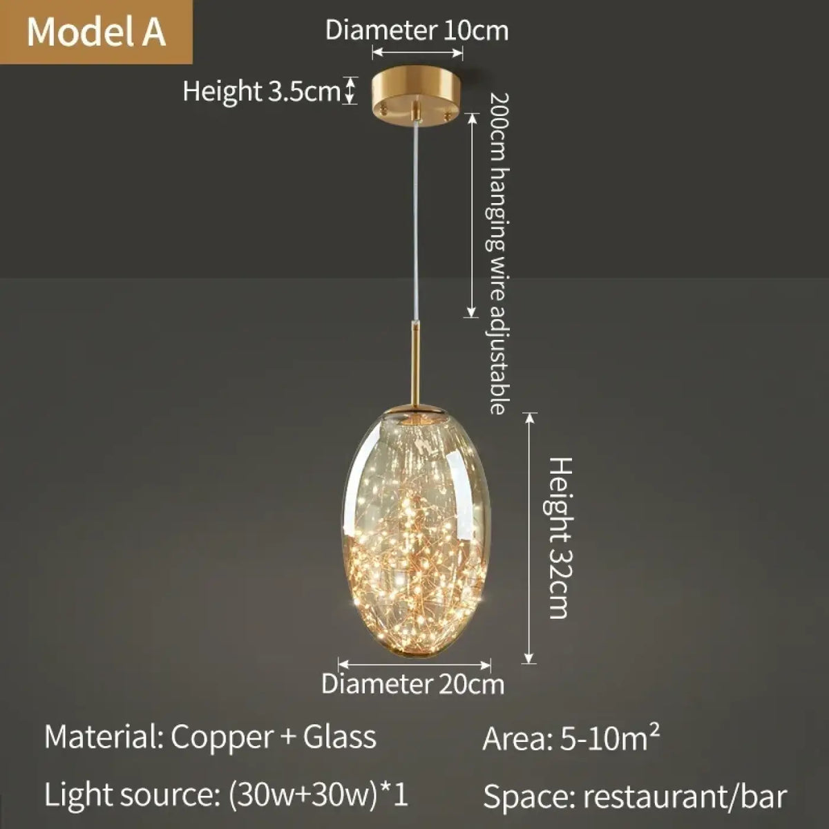 Suspension en Cuivre et Verre – Jémelle