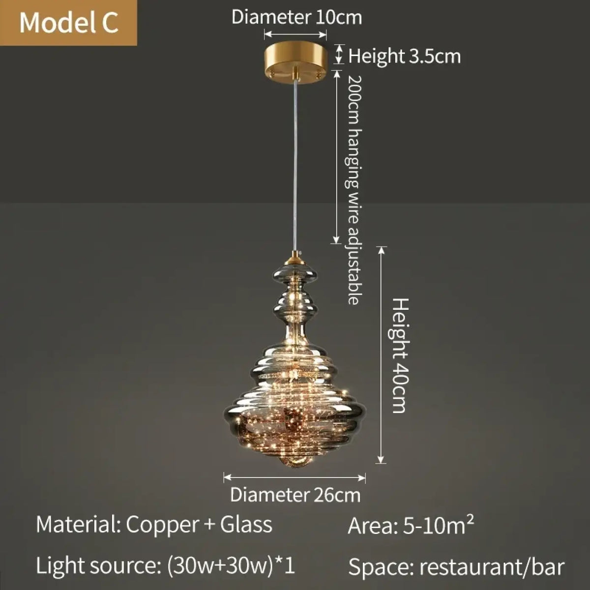 Suspension en Cuivre et Verre – Jémelle