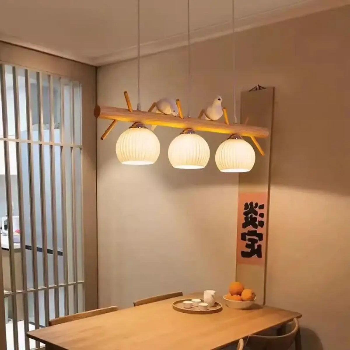 Suspension Oiseaux en Bois Clair – Zimelle