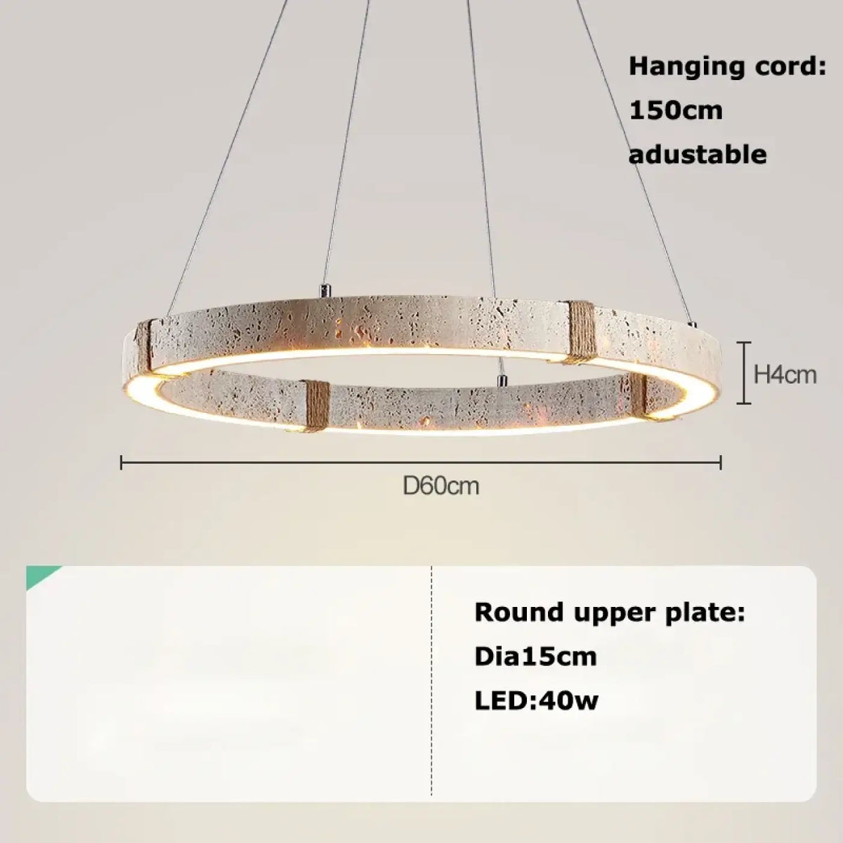Suspension LED Circulaire Effet Travertin – Bovia