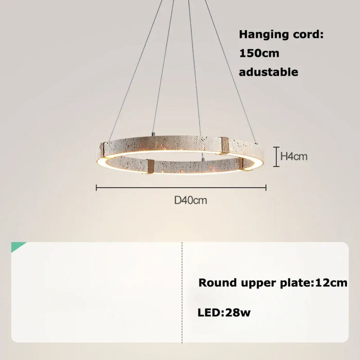 Suspension LED Circulaire Effet Travertin – Bovia