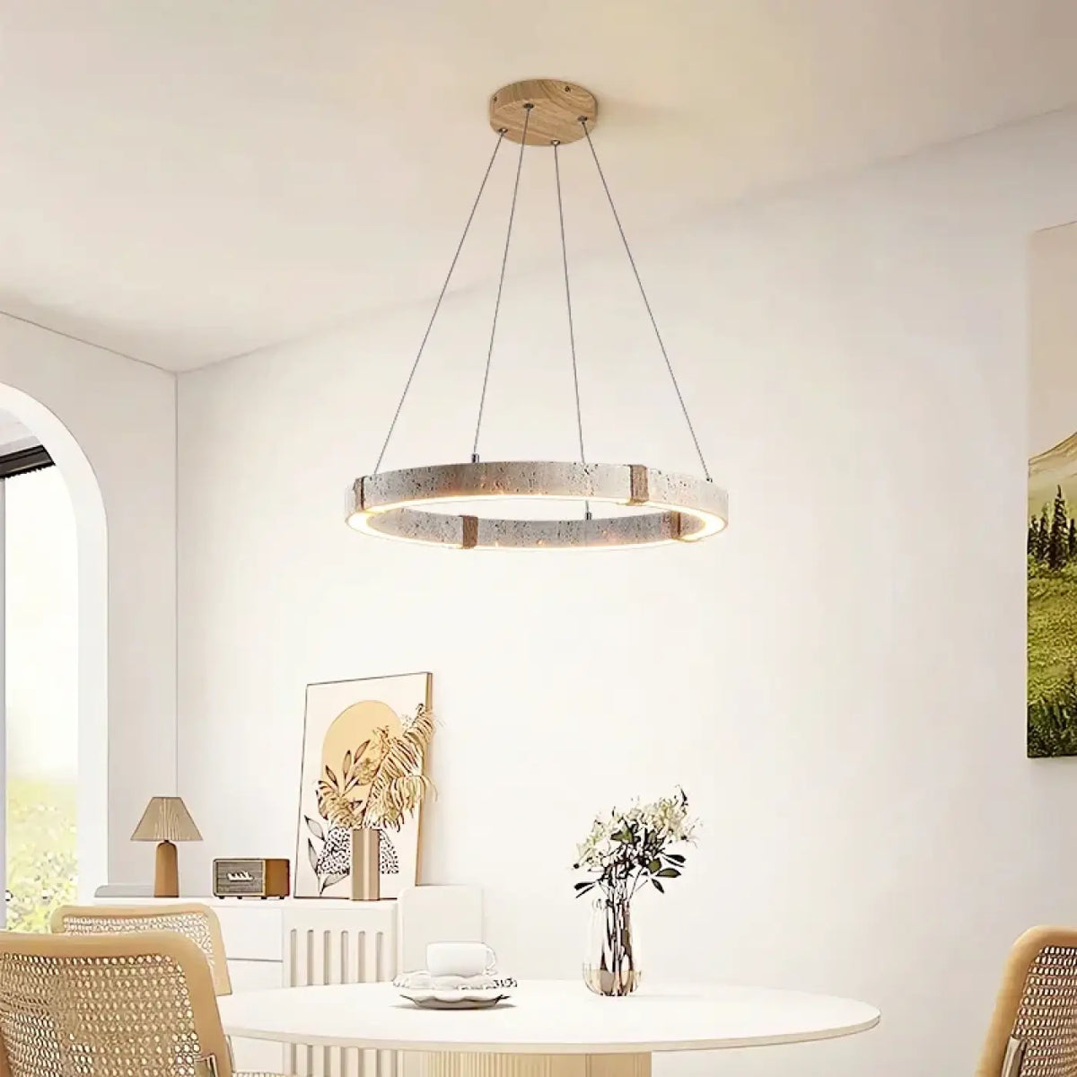 Suspension LED Circulaire Effet Travertin – Bovia