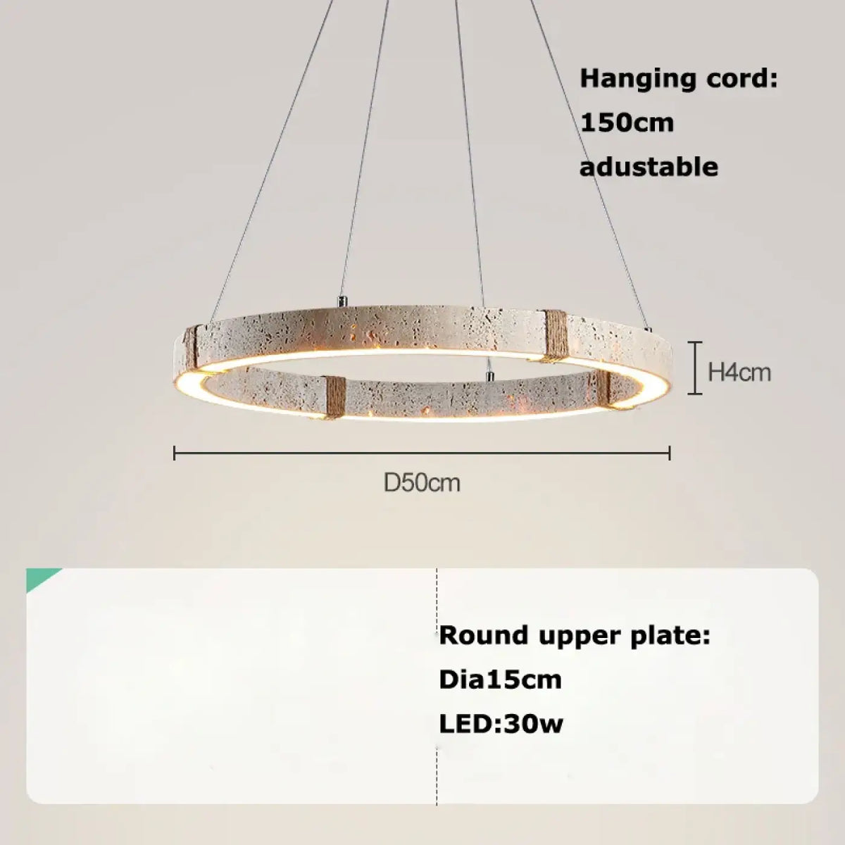Suspension LED Circulaire Effet Travertin – Bovia