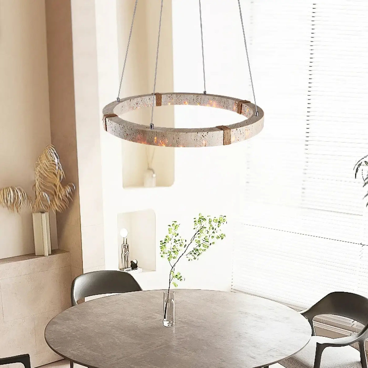 Suspension LED Circulaire Effet Travertin – Bovia