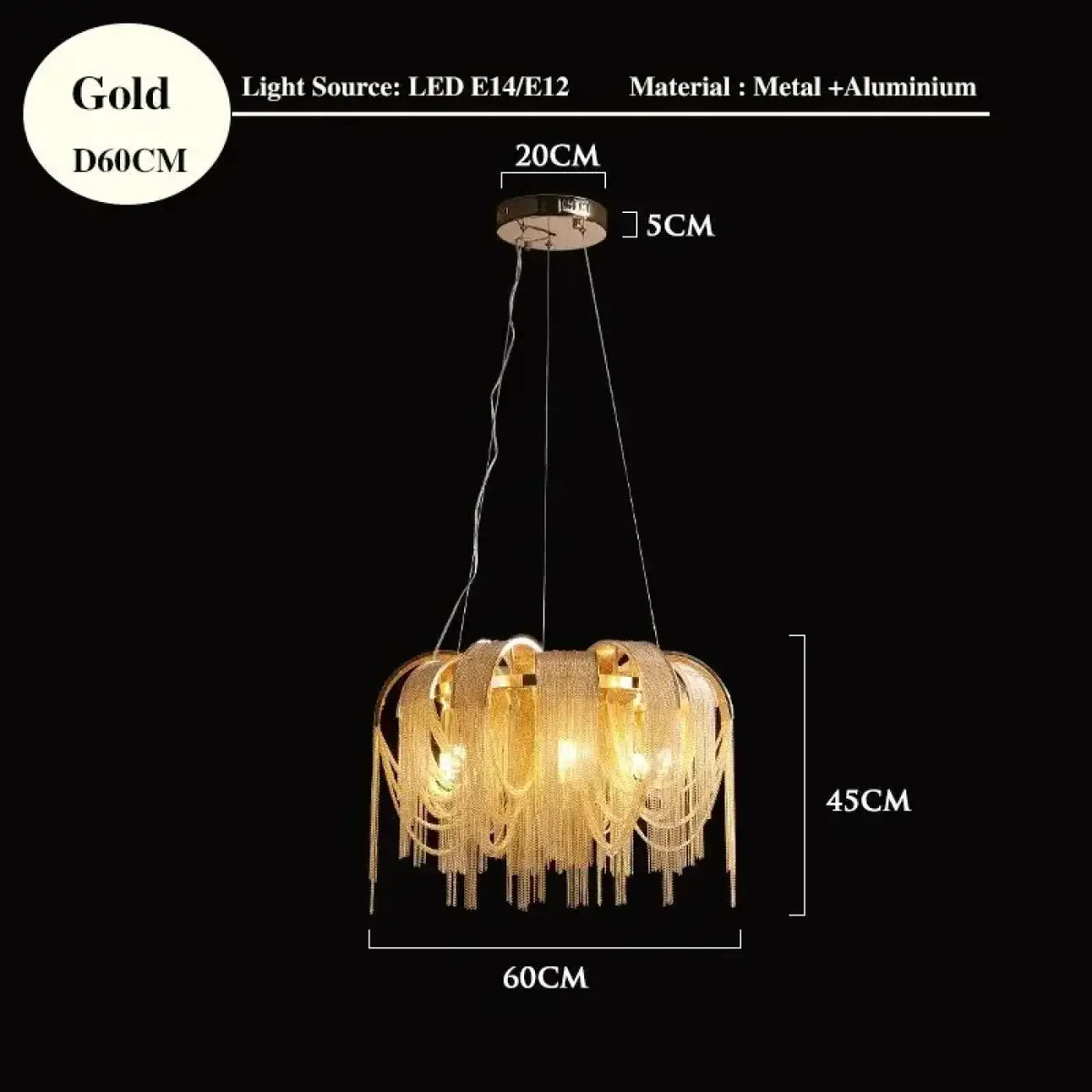 Suspension à Chaînes Lumineuses – Flona