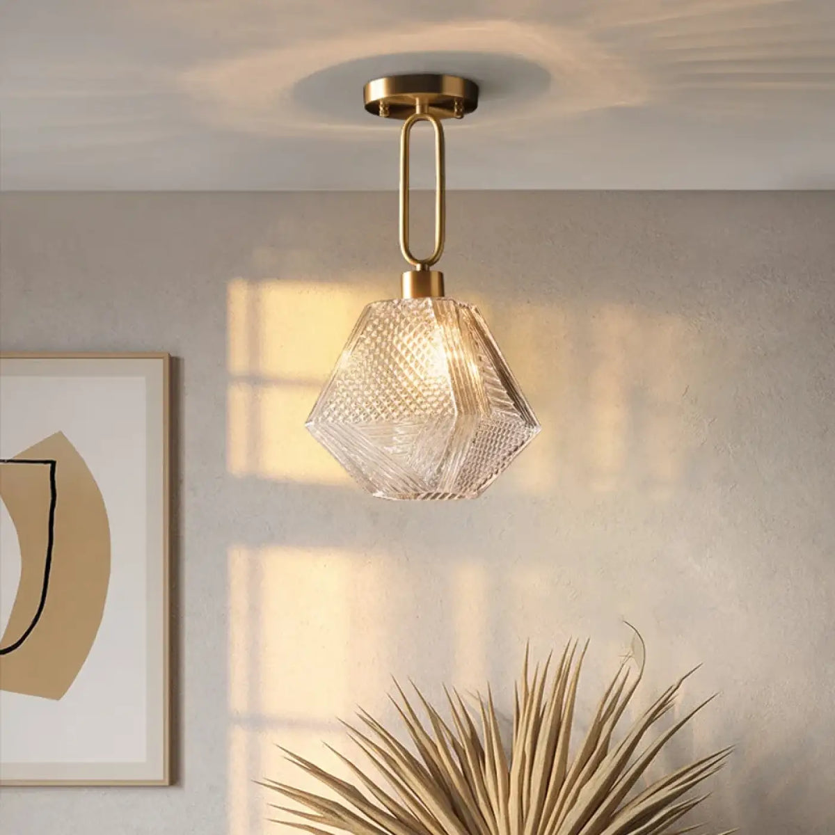 Suspension Géométrique Verre et Métal Doré – Jasan