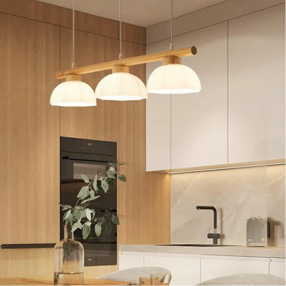 Suspension Moderne en Bois et Verre – Modan