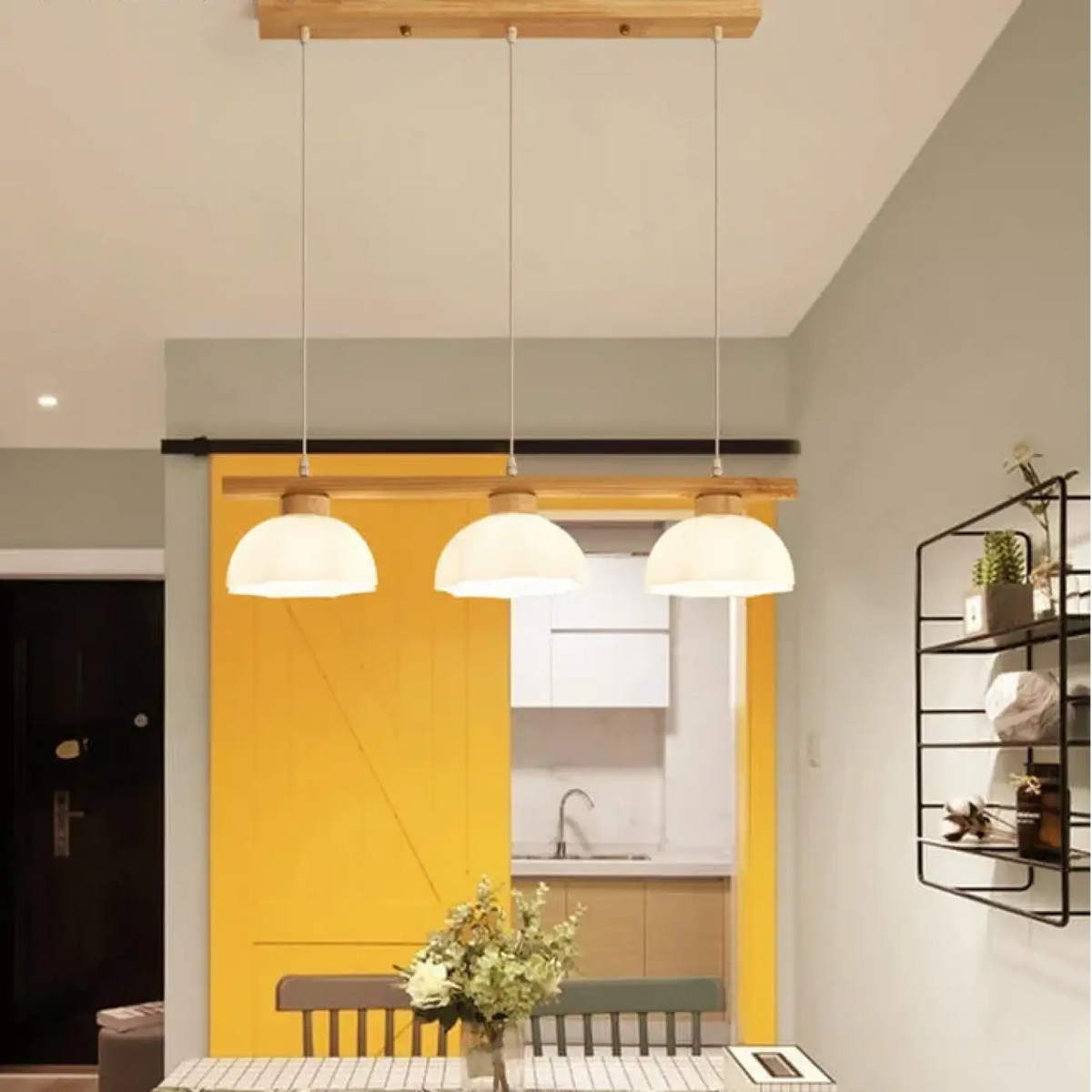 Suspension Moderne en Bois et Verre – Modan