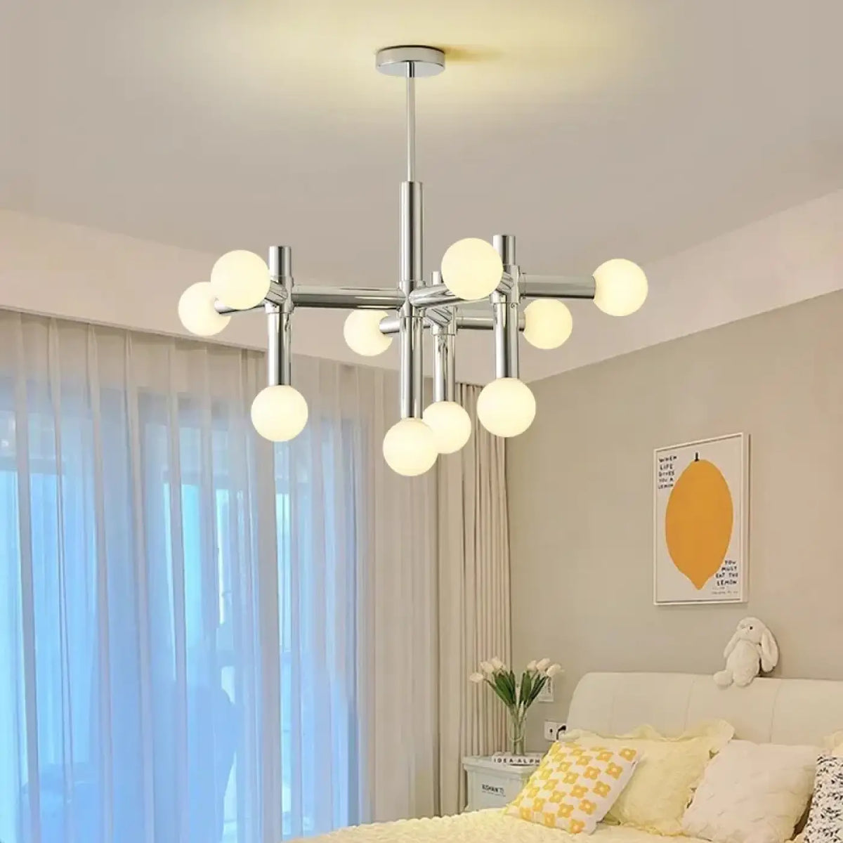 Suspension Chrome à Globes Opales – Jasel