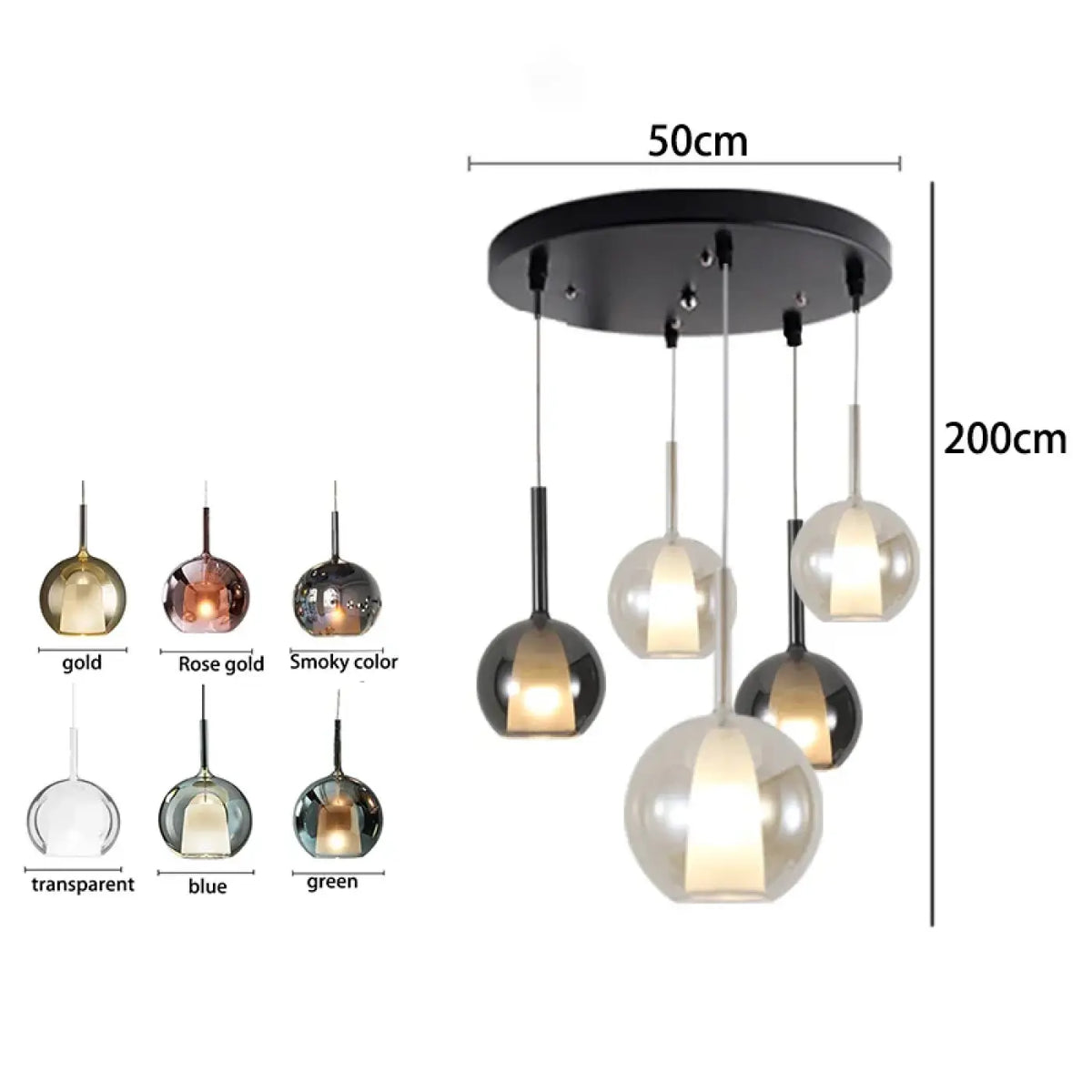 Suspension Multi-Têtes en Verre et Métal – Finel