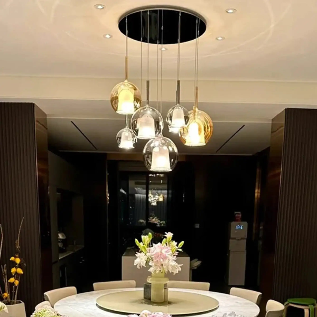 Suspension Multi-Têtes en Verre et Métal – Finel