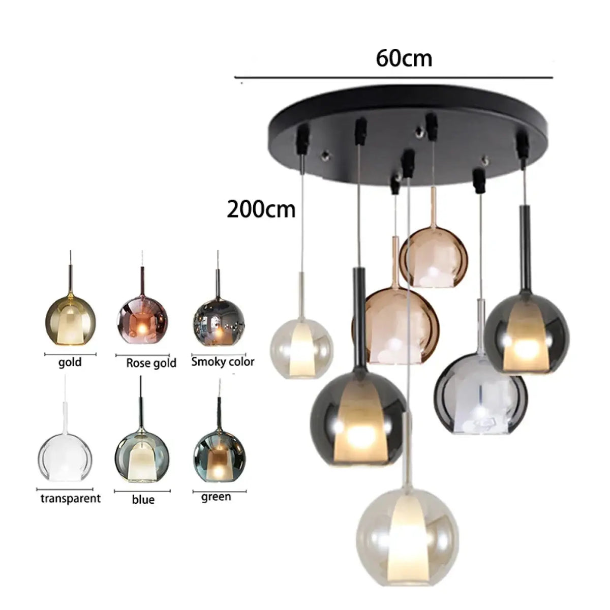 Suspension Multi-Têtes en Verre et Métal – Finel