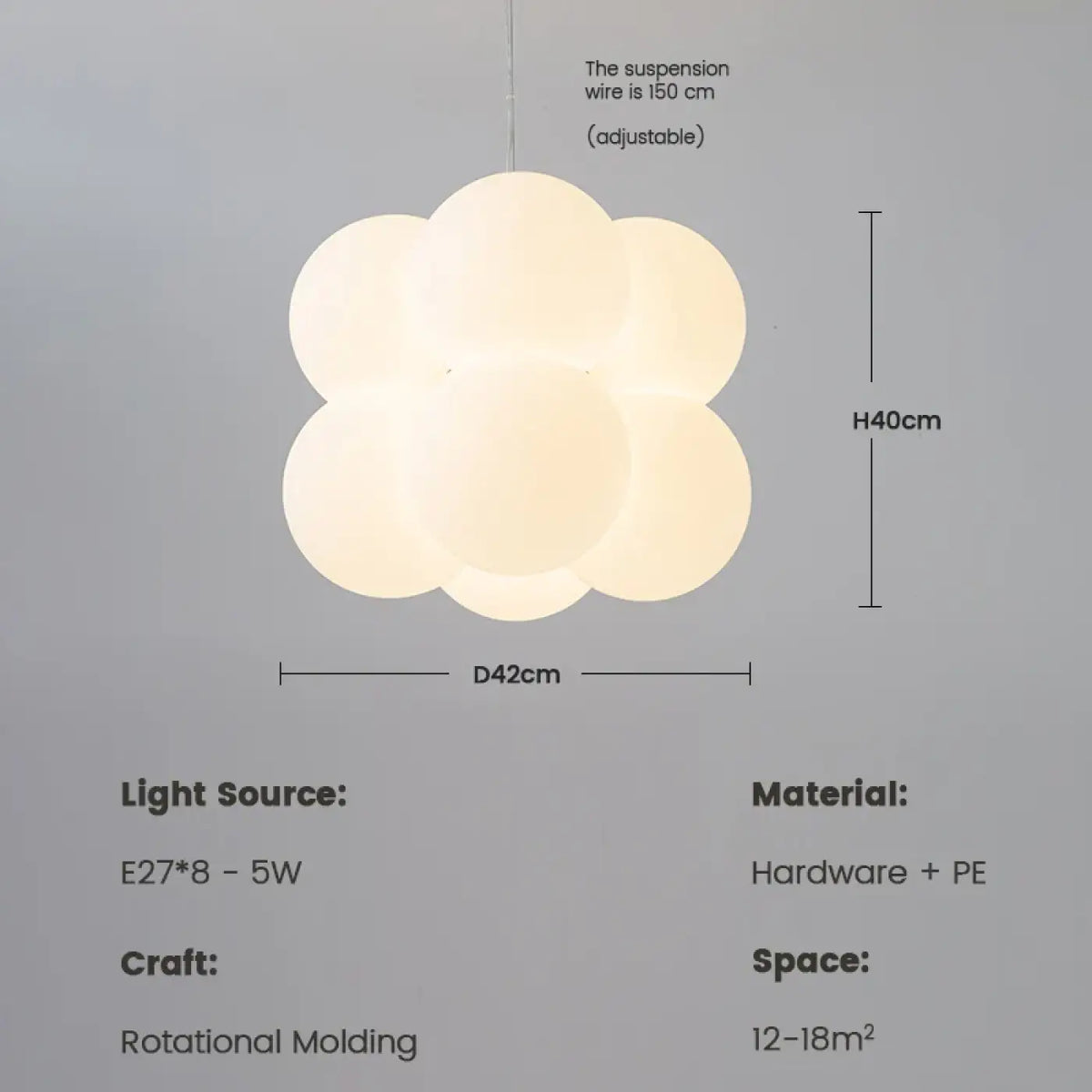 Suspension Design PE Blanc et Métal – Jesane