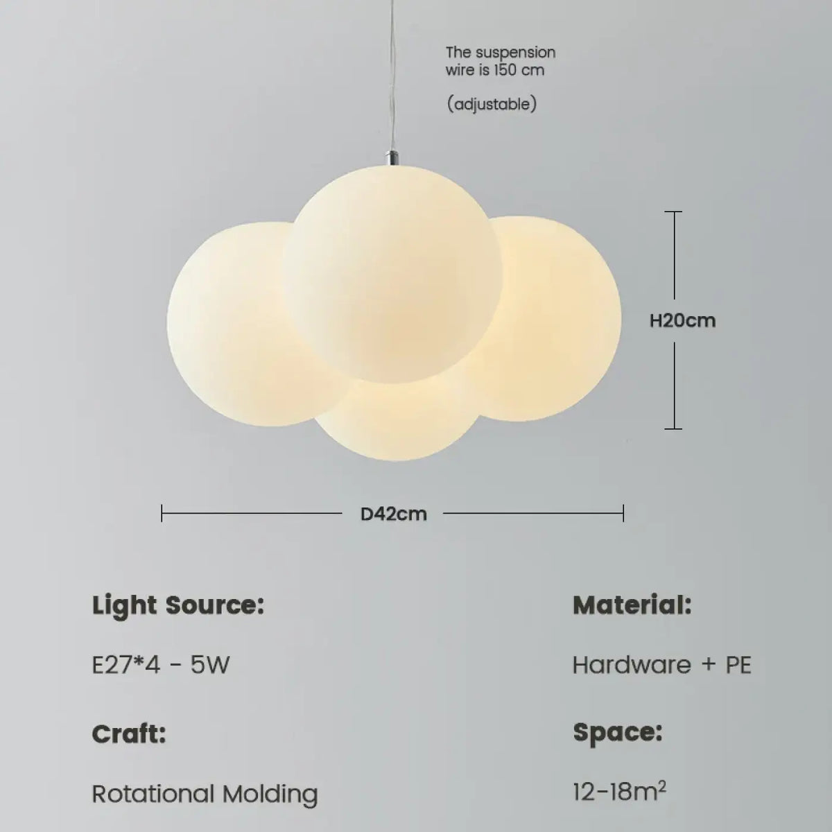 Suspension Design PE Blanc et Métal – Jesane