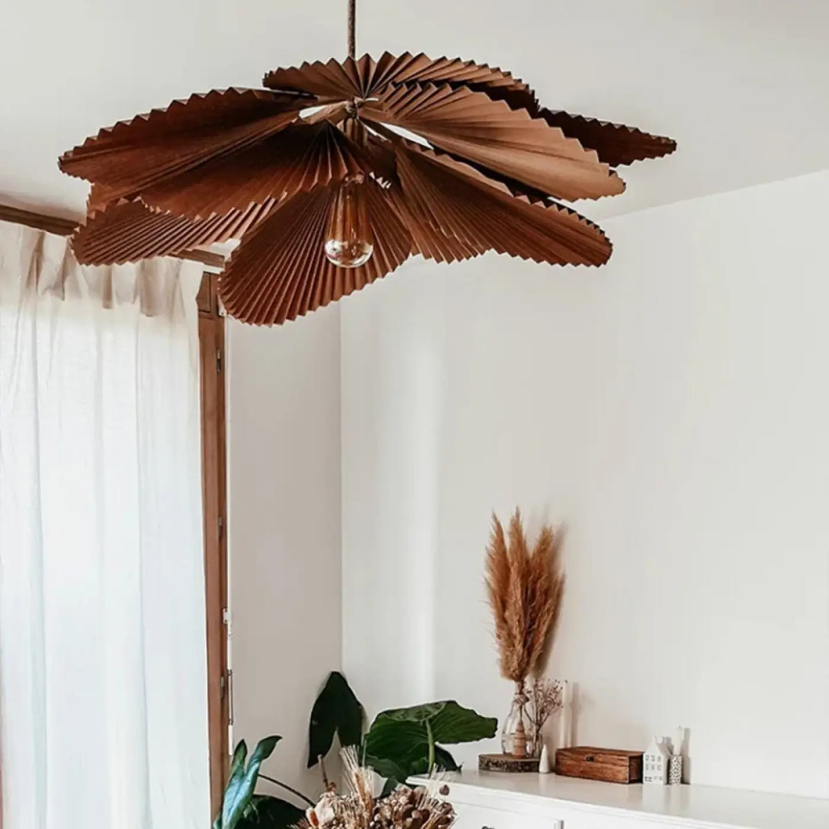 Suspension Pétales Plissés Brun Naturel – Foline