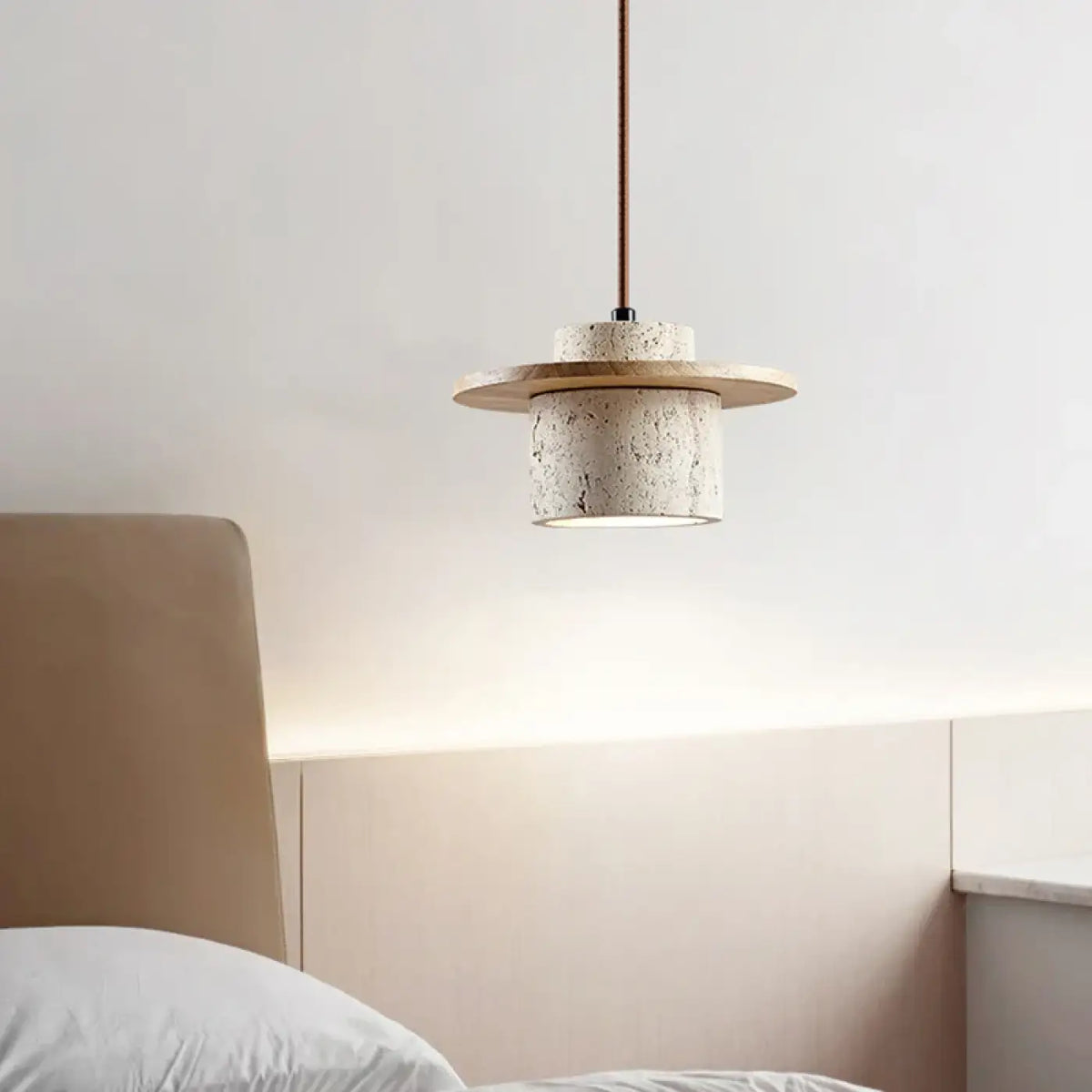 Suspension en Travertin Beige – Bédine