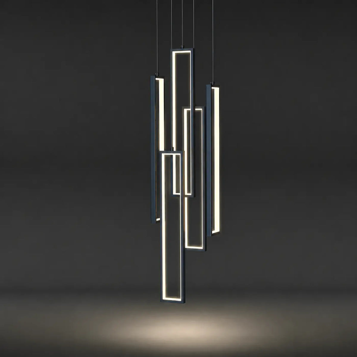 Suspension Cascade à Rectangles Lumineux – Fledia