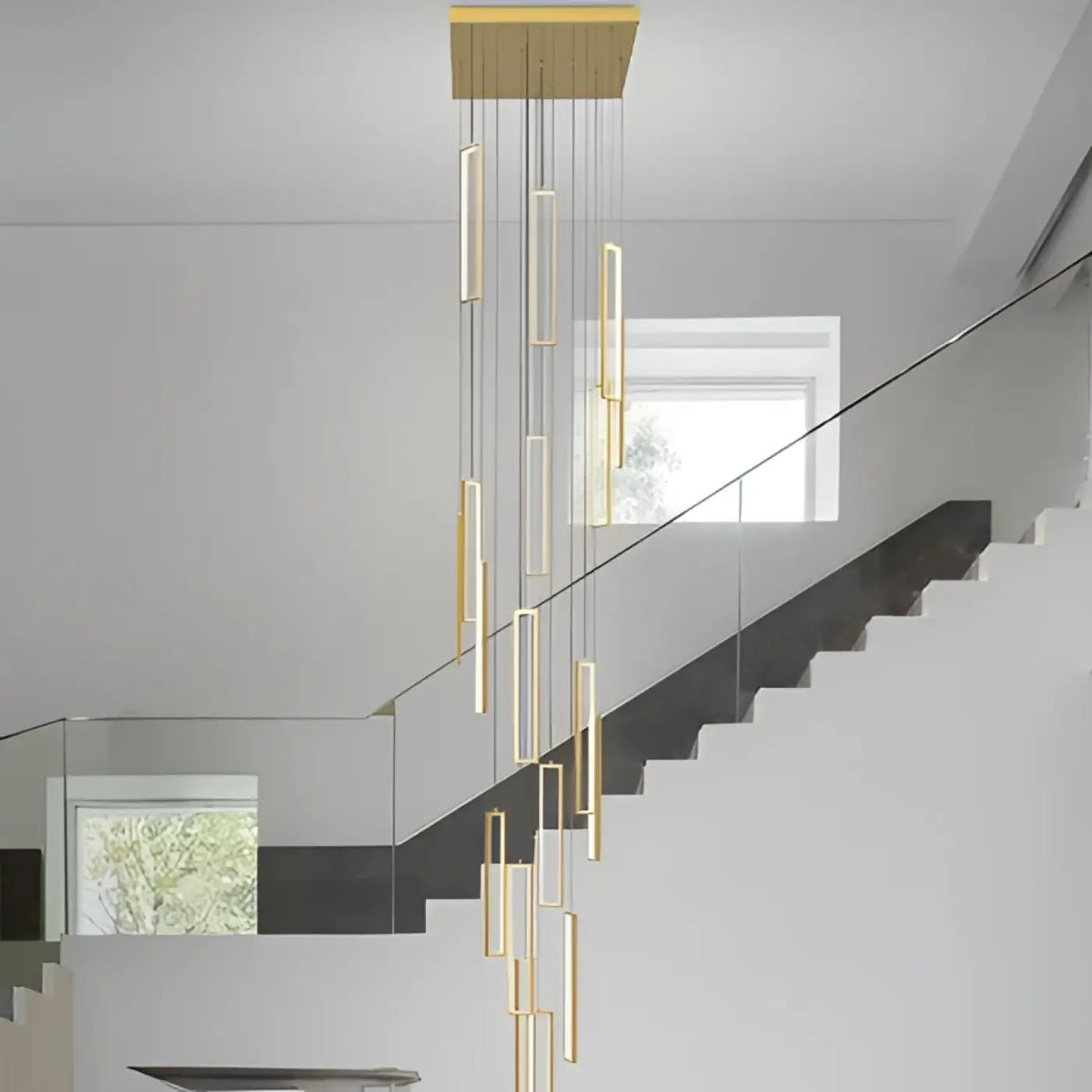 Suspension Cascade à Rectangles Lumineux – Fledia