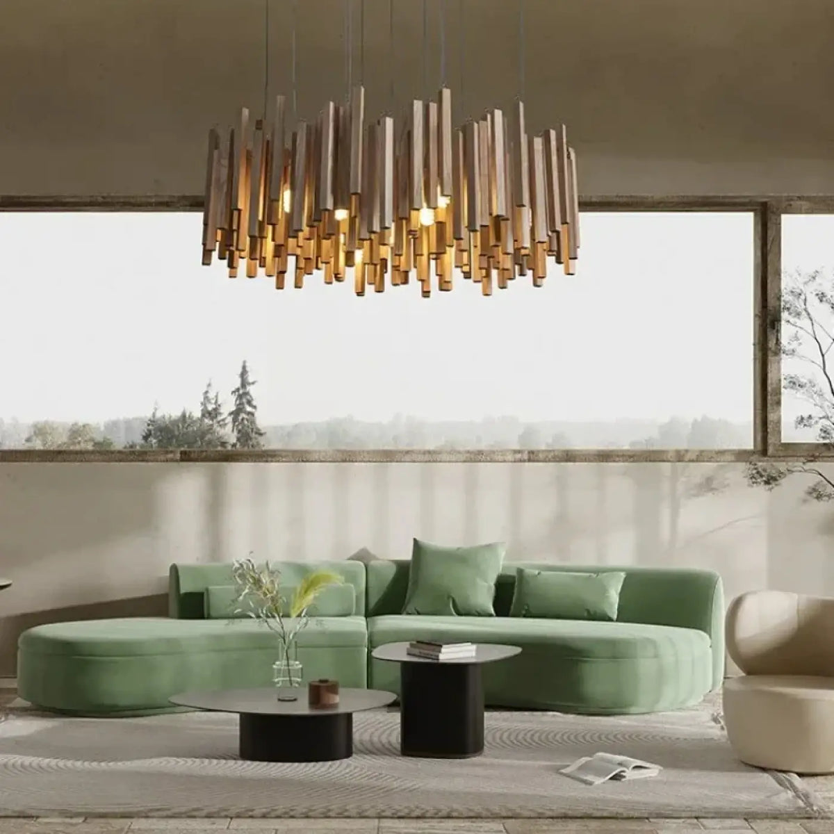 Suspension Design Tubes Effet Bois – Beno
