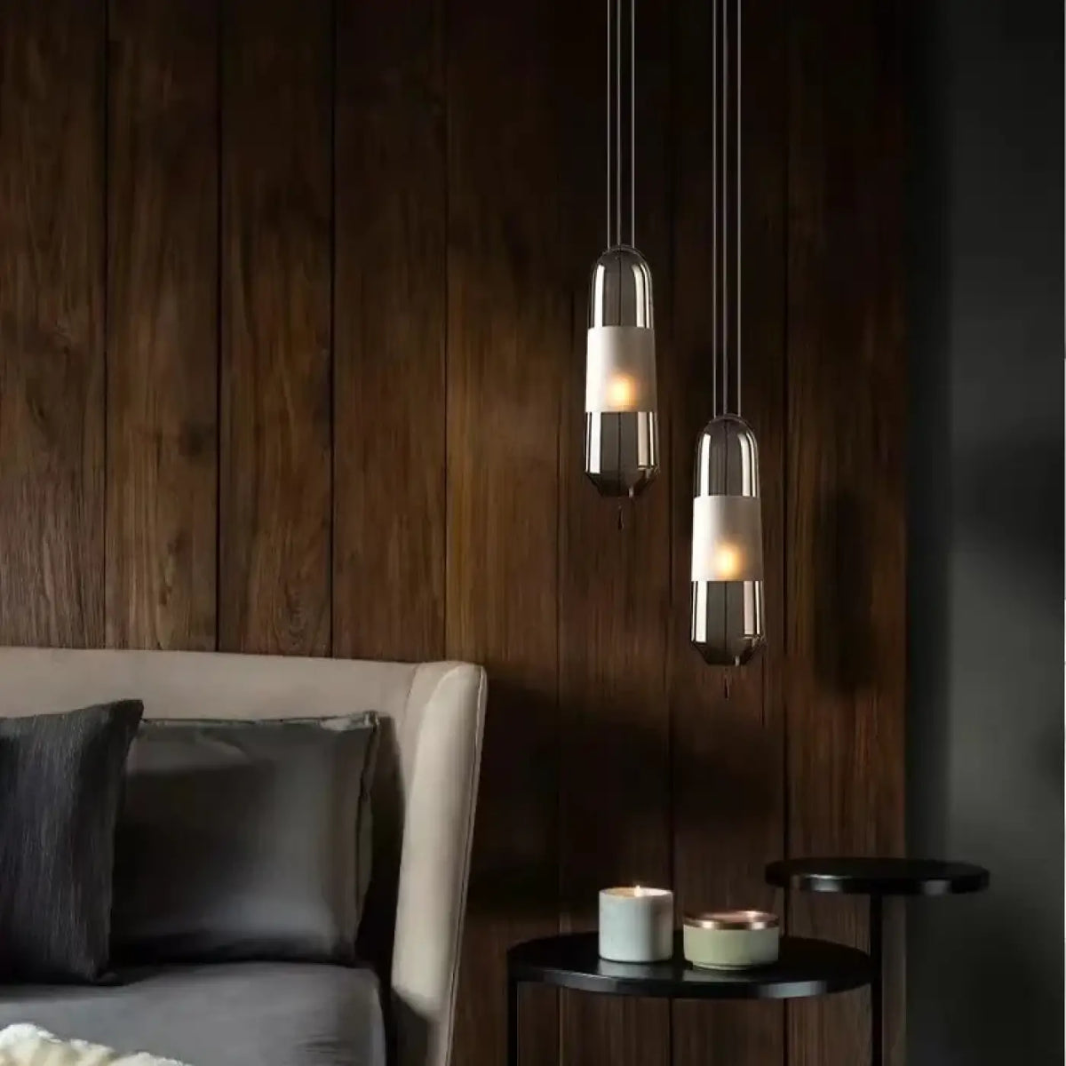 Suspension en Verre Ambré Lumière Tamisée – Joria