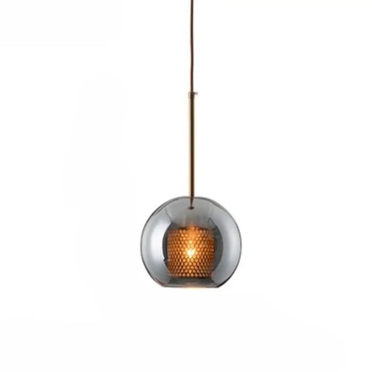 Suspension Verre Fumé et Structure Dorée – Tréda