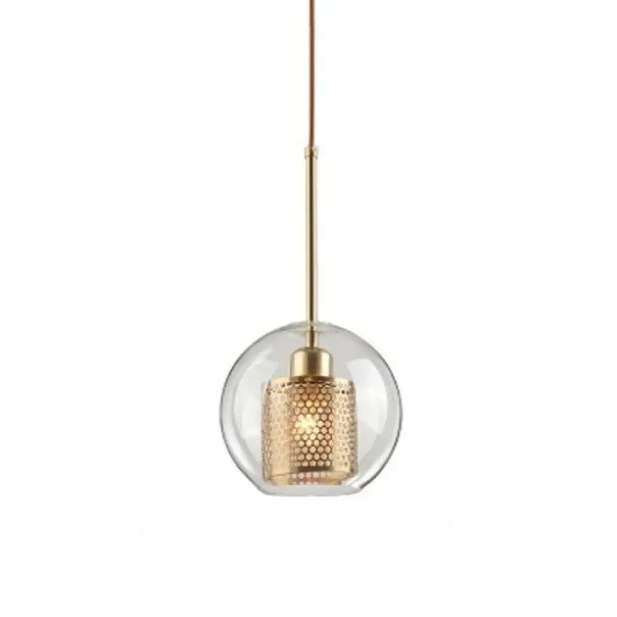 Suspension Verre Fumé et Structure Dorée – Tréda