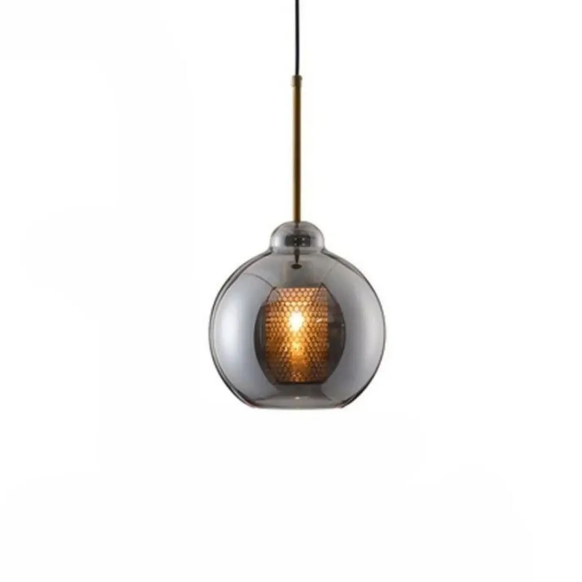 Suspension Verre Fumé et Structure Dorée – Tréda