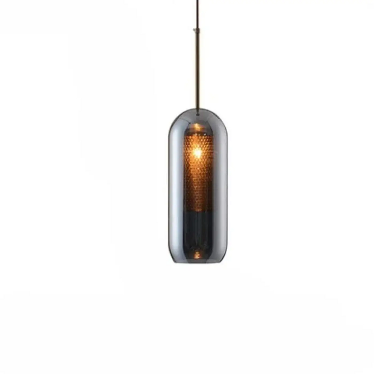 Suspension Verre Fumé et Structure Dorée – Tréda