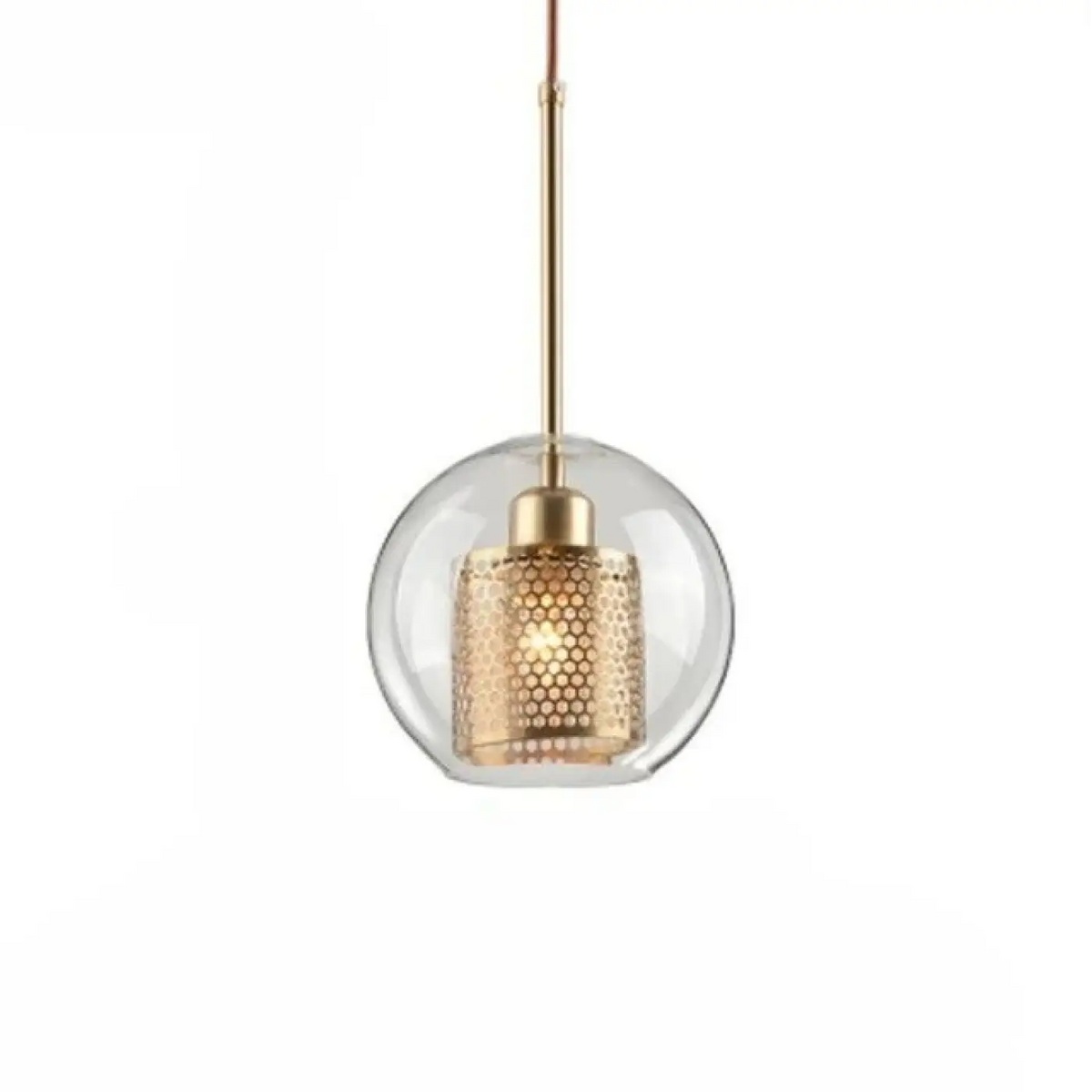 Suspension Verre Fumé et Structure Dorée – Tréda