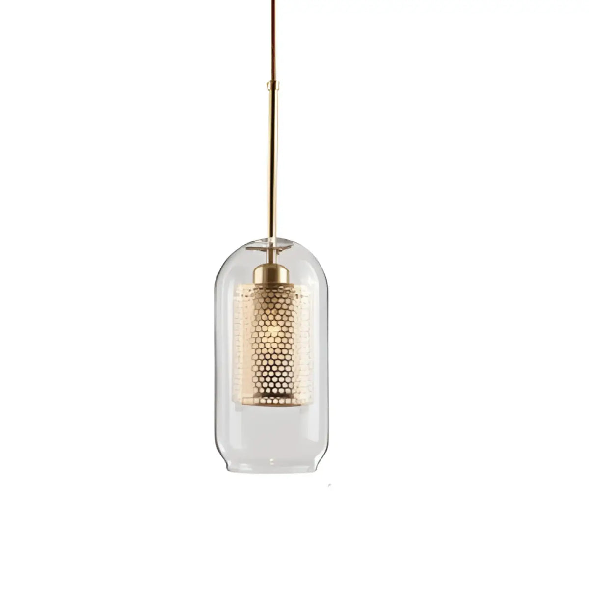 Suspension Verre Fumé et Structure Dorée – Tréda