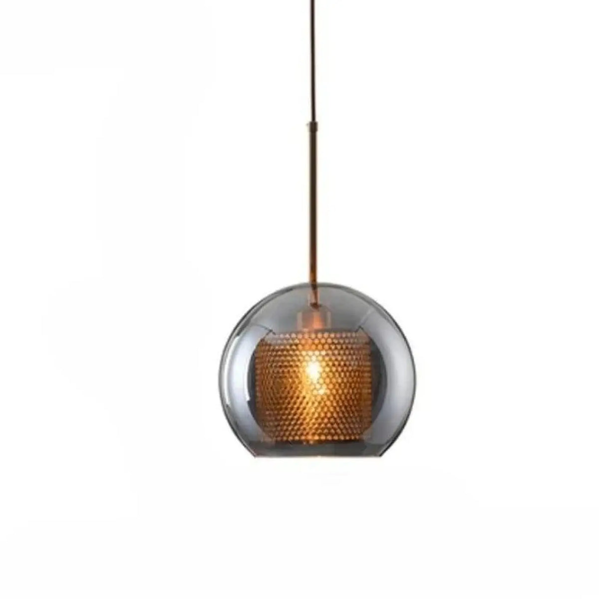 Suspension Verre Fumé et Structure Dorée – Tréda