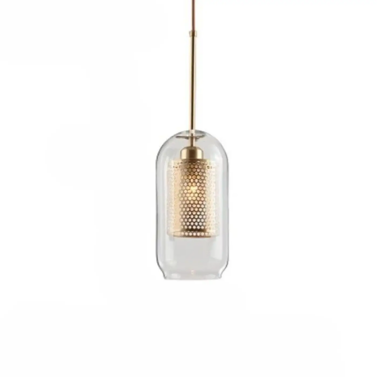Suspension Verre Fumé et Structure Dorée – Tréda