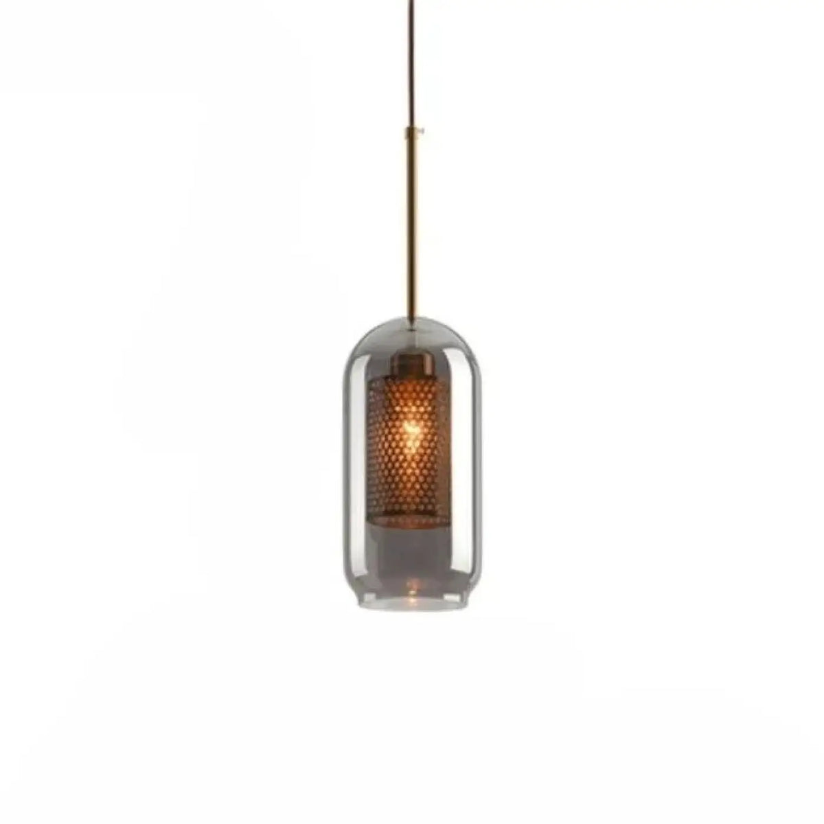 Suspension Verre Fumé et Structure Dorée – Tréda