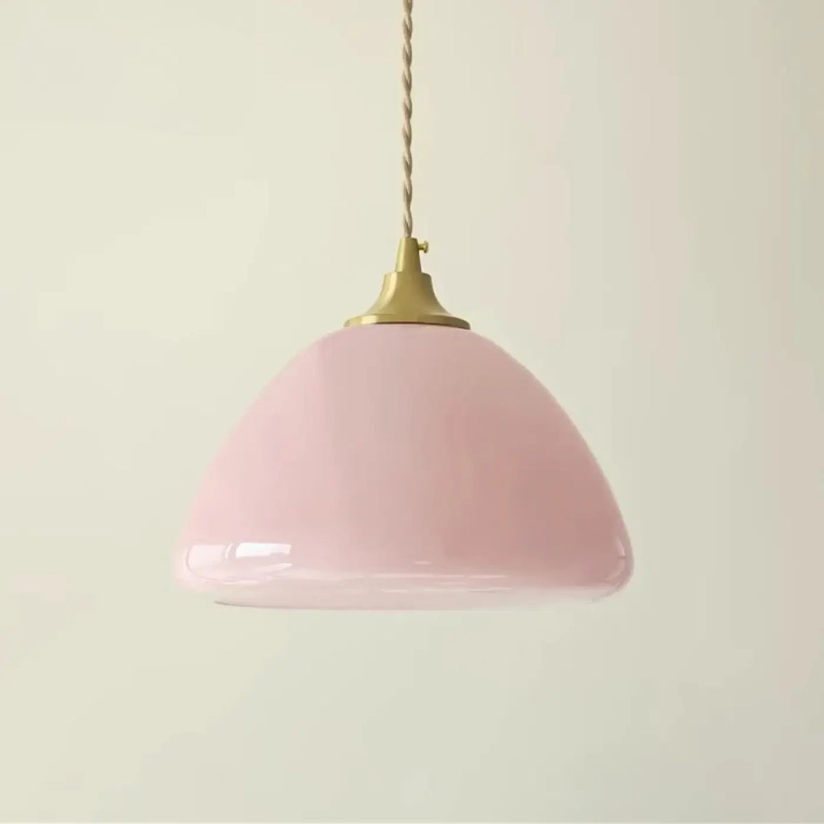 Suspension Verre Rose Pastel et Métal Doré – Isan