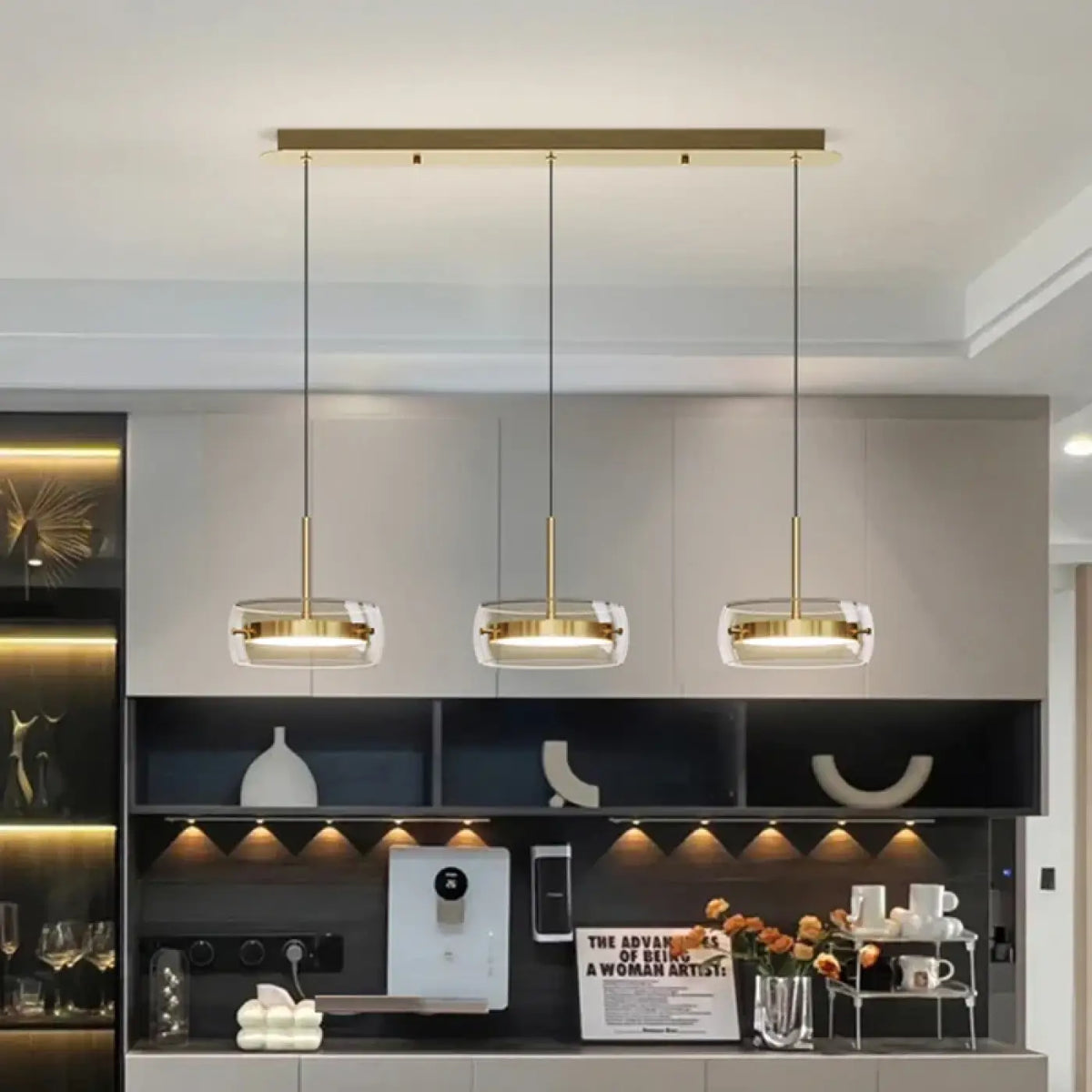Suspension Dorée à Trois Têtes LED – Rivo
