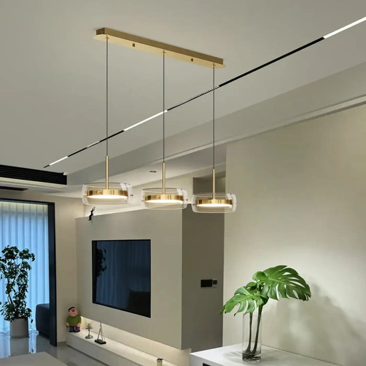 Suspension Dorée à Trois Têtes LED – Rivo