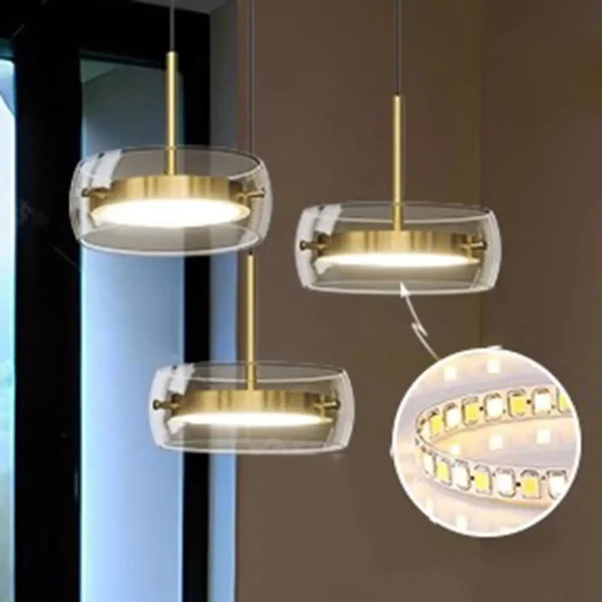 Suspension Dorée à Trois Têtes LED – Rivo