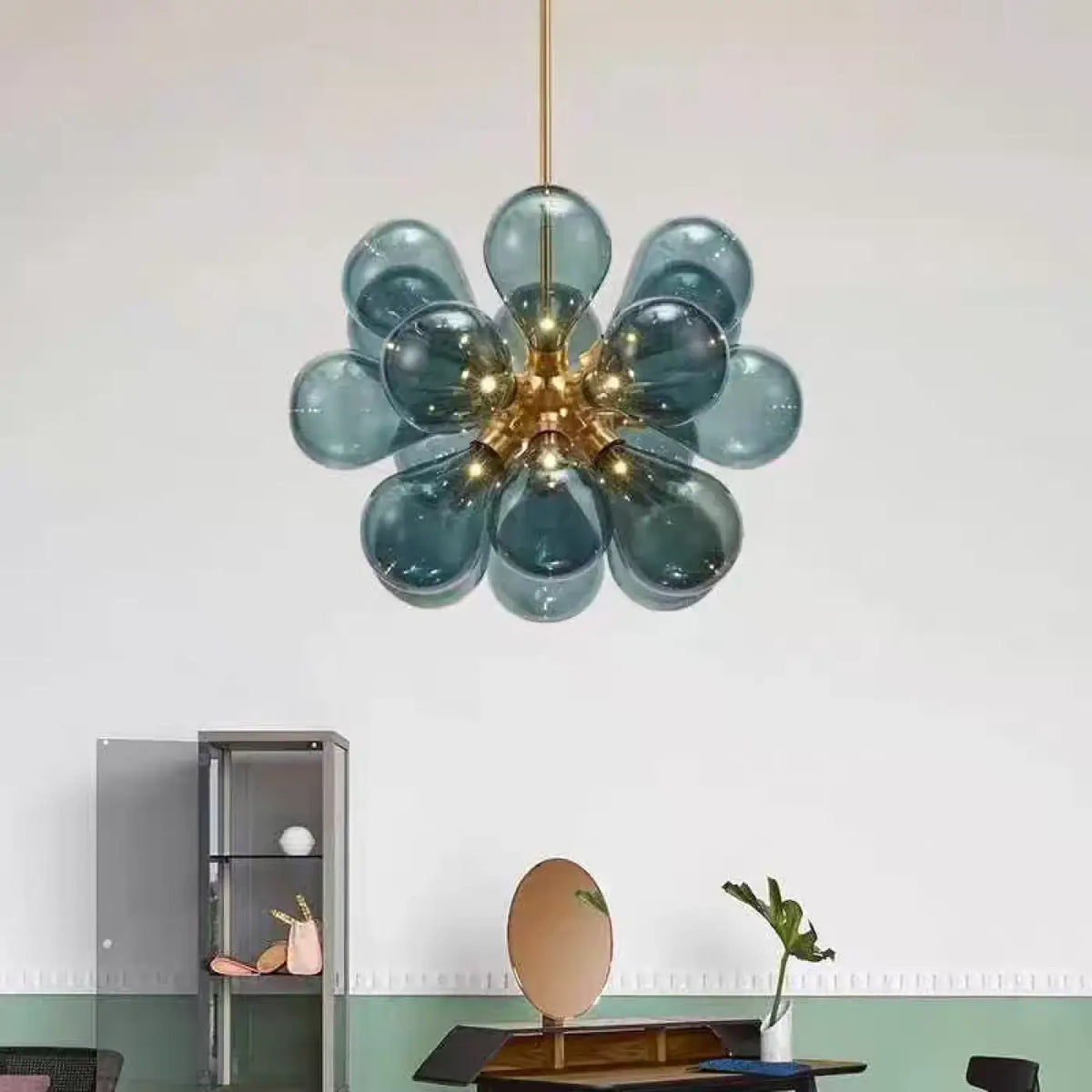 Suspension Dorée Boules en Verre Soufflé – Samane