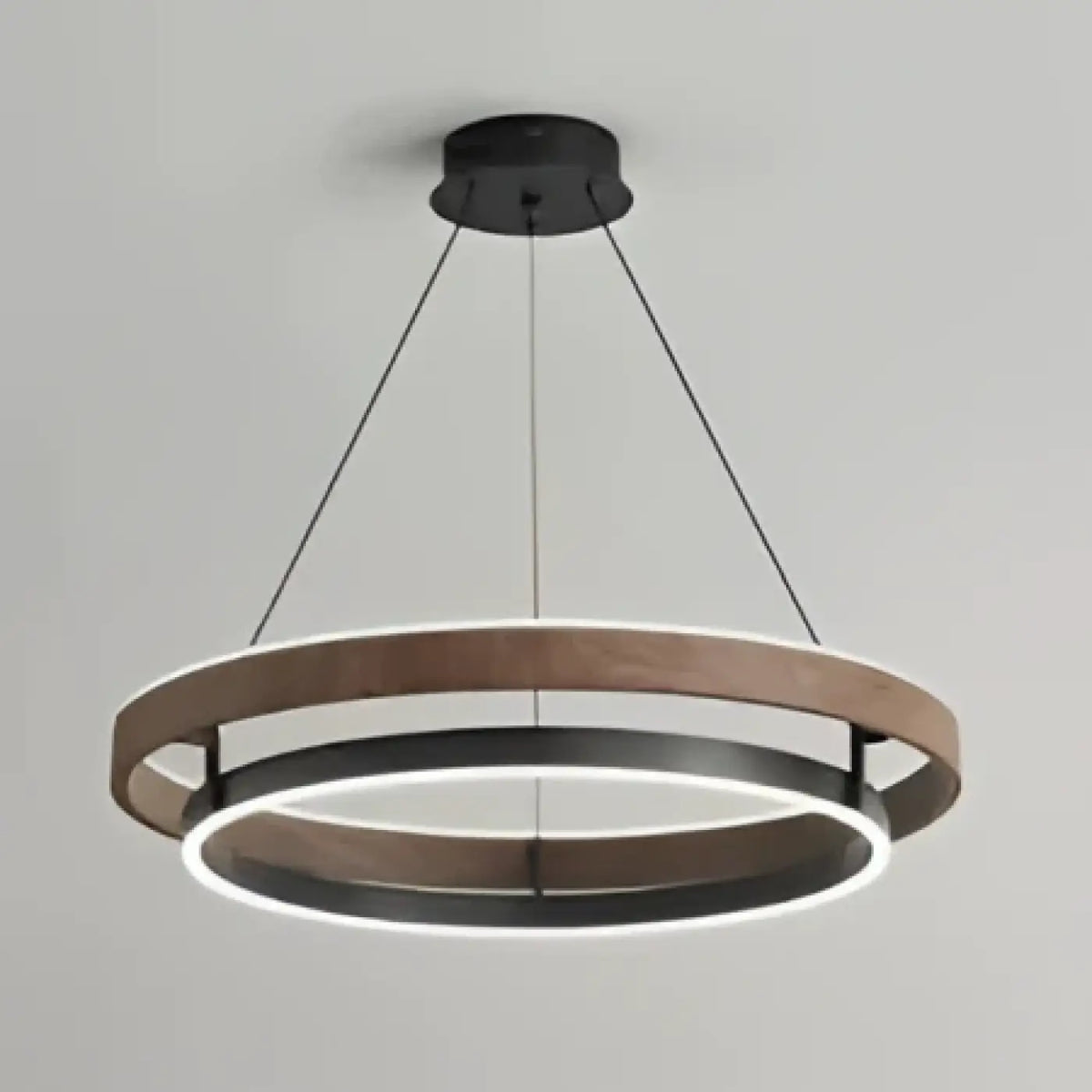 Suspension Double Anneau Bois et Noir – Vodia