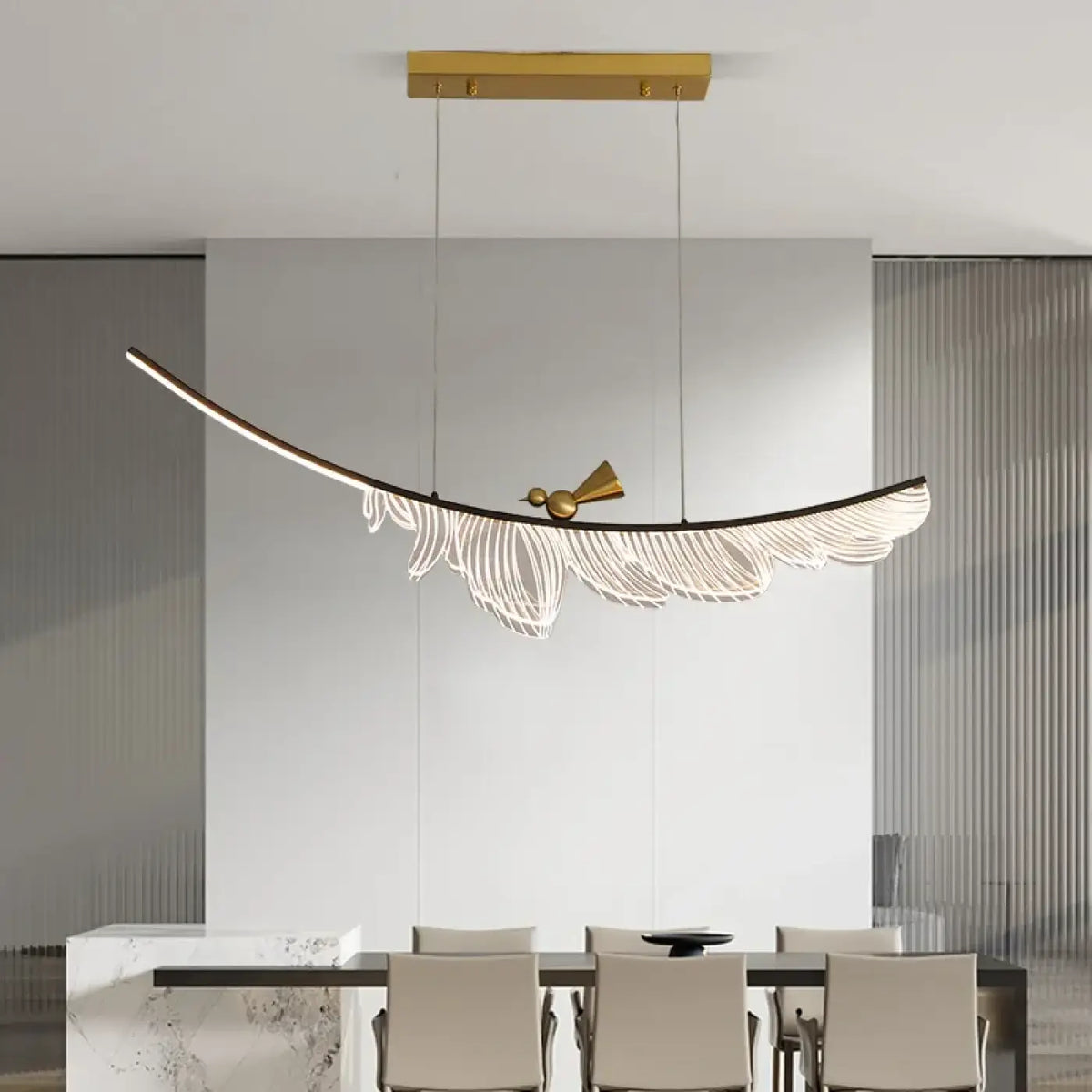 Suspension Plume avec Oiseau Doré – Nodelle