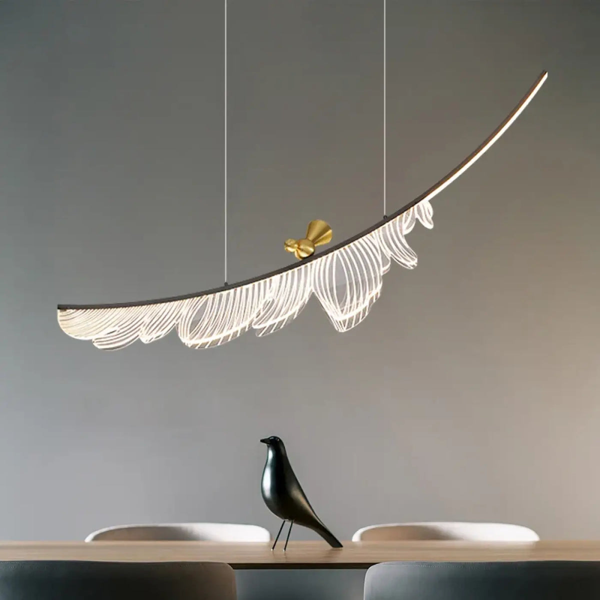 Suspension Plume avec Oiseau Doré – Nodelle