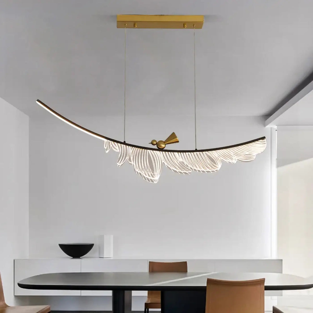 Suspension Plume avec Oiseau Doré – Nodelle