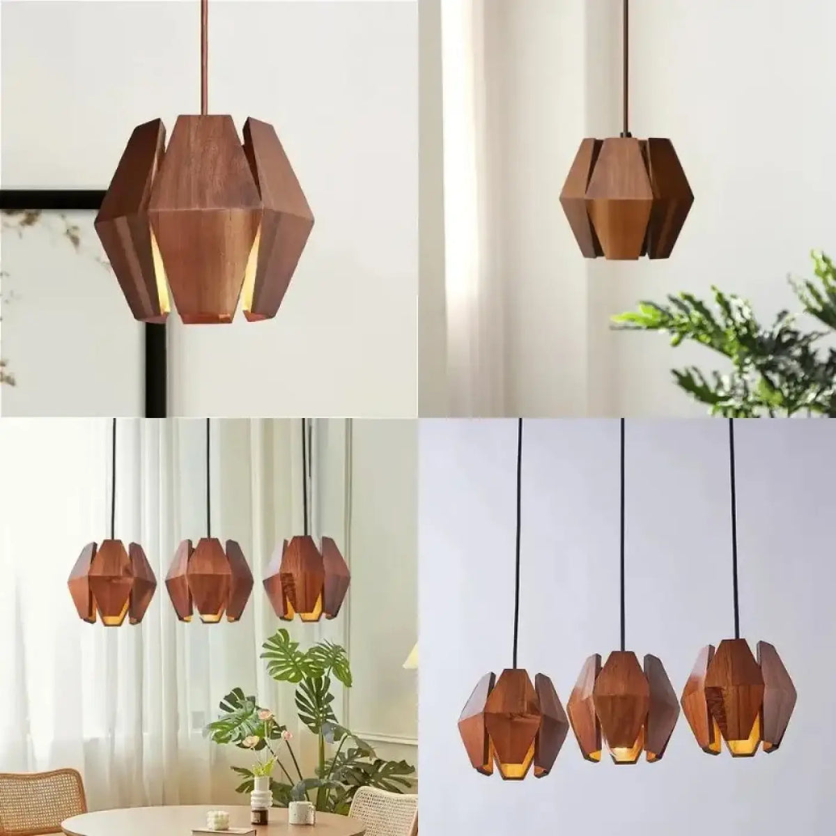 Suspension Géométrique en Bois Naturel – Nivio