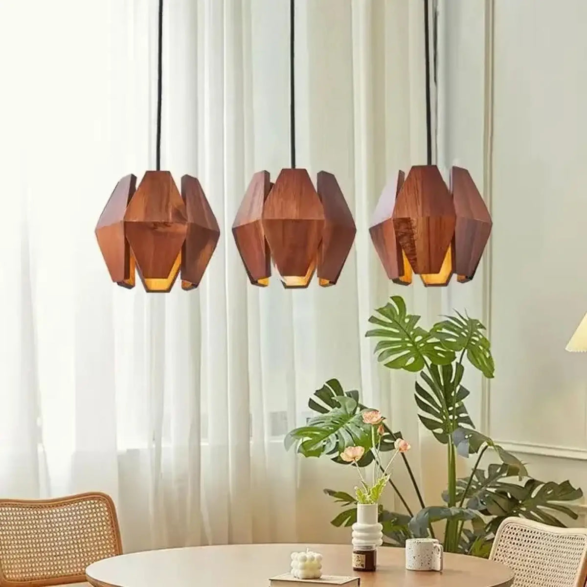 Suspension Géométrique en Bois Naturel – Nivio