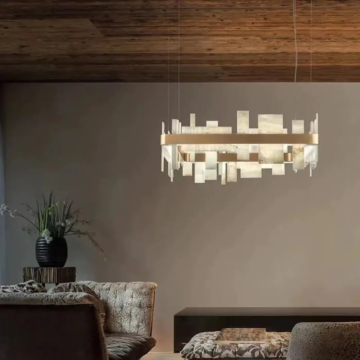 Suspension LED Géométrique Effet Marbre – Raselle