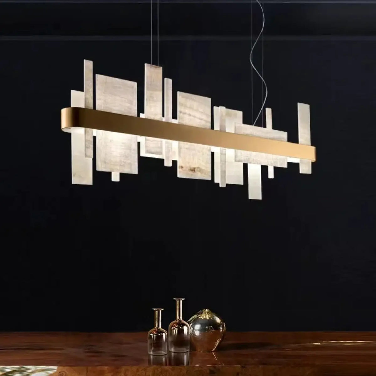 Suspension LED Géométrique Effet Marbre – Raselle