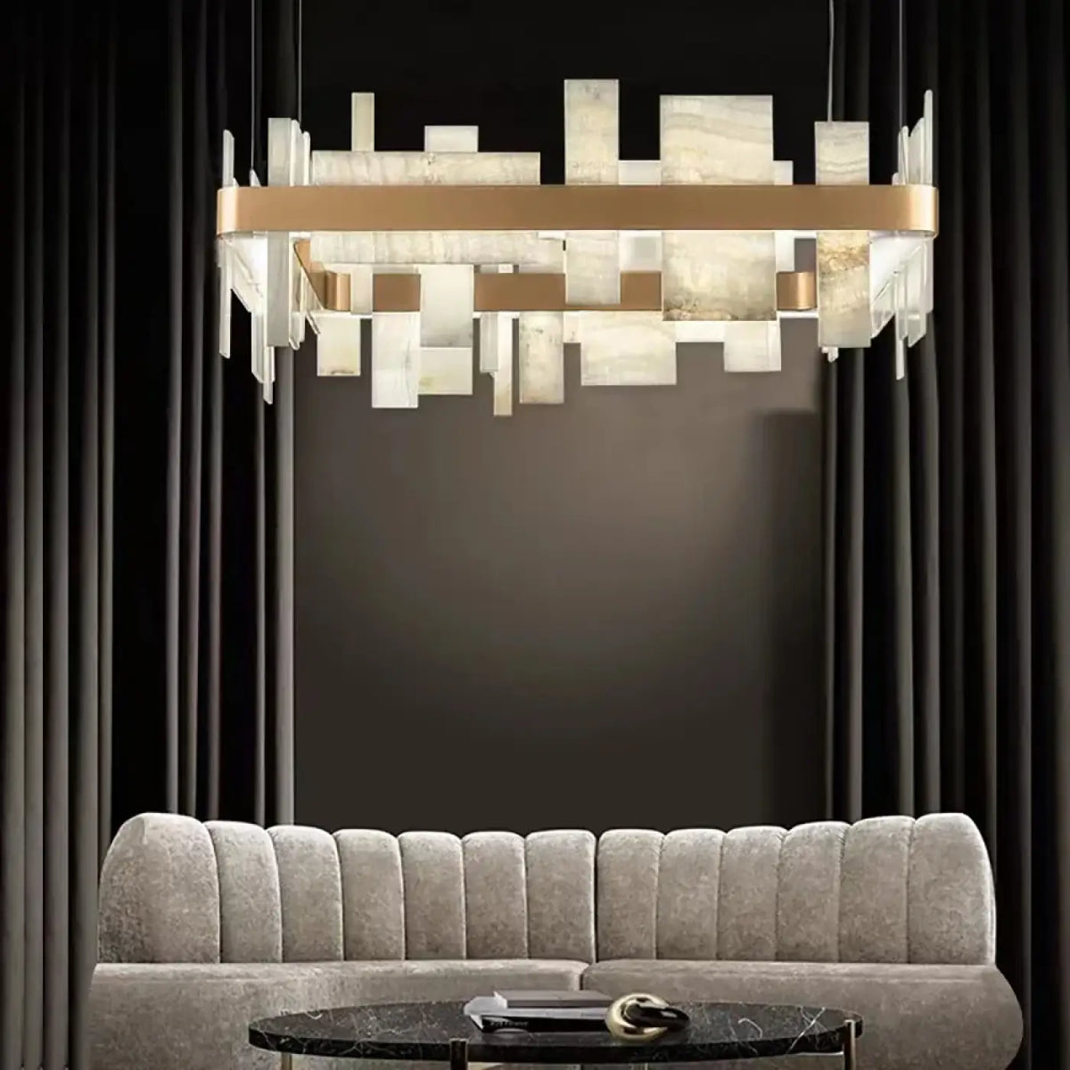Suspension LED Géométrique Effet Marbre – Raselle